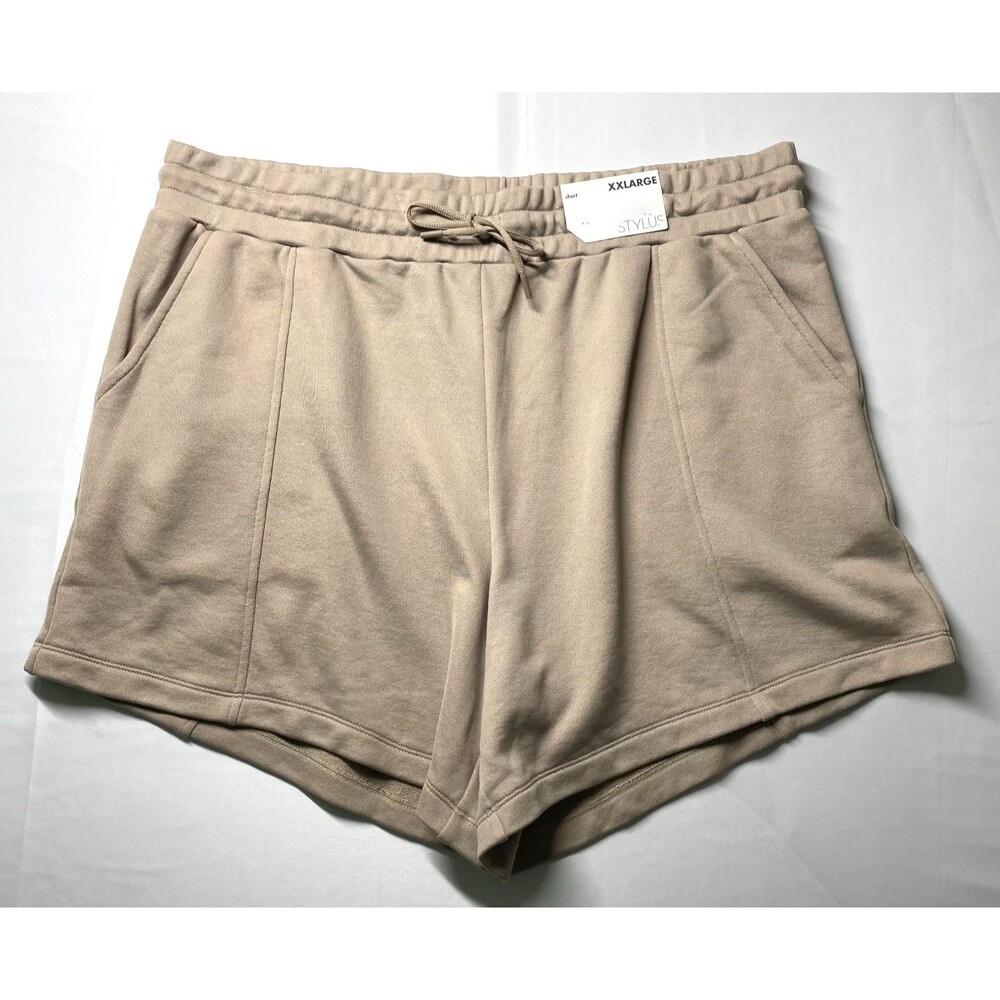 Stylus Women’s XXL Beige Pull-On Shorts Drawstring Cotton Blend NWT